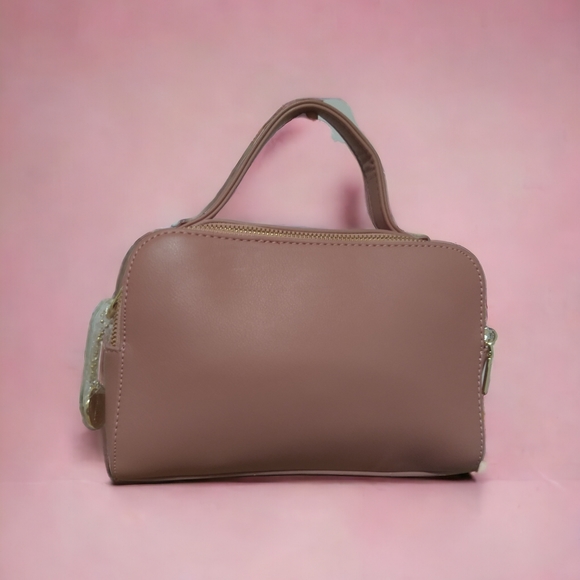 Elegant Mauve Pink Designer Leather Bow Front Shoulderbag and Luxury Wallet Set - Picture 3 of 3